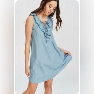 Tresics blue ruffle lace up dress size small